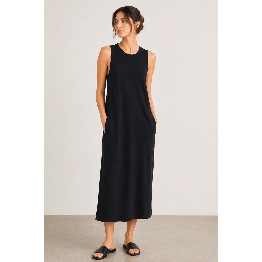 Jarbo Black Peruvian Pima Cotton Dress Sz‎ 36 (US 6) Sleeveless Lightweight LBD